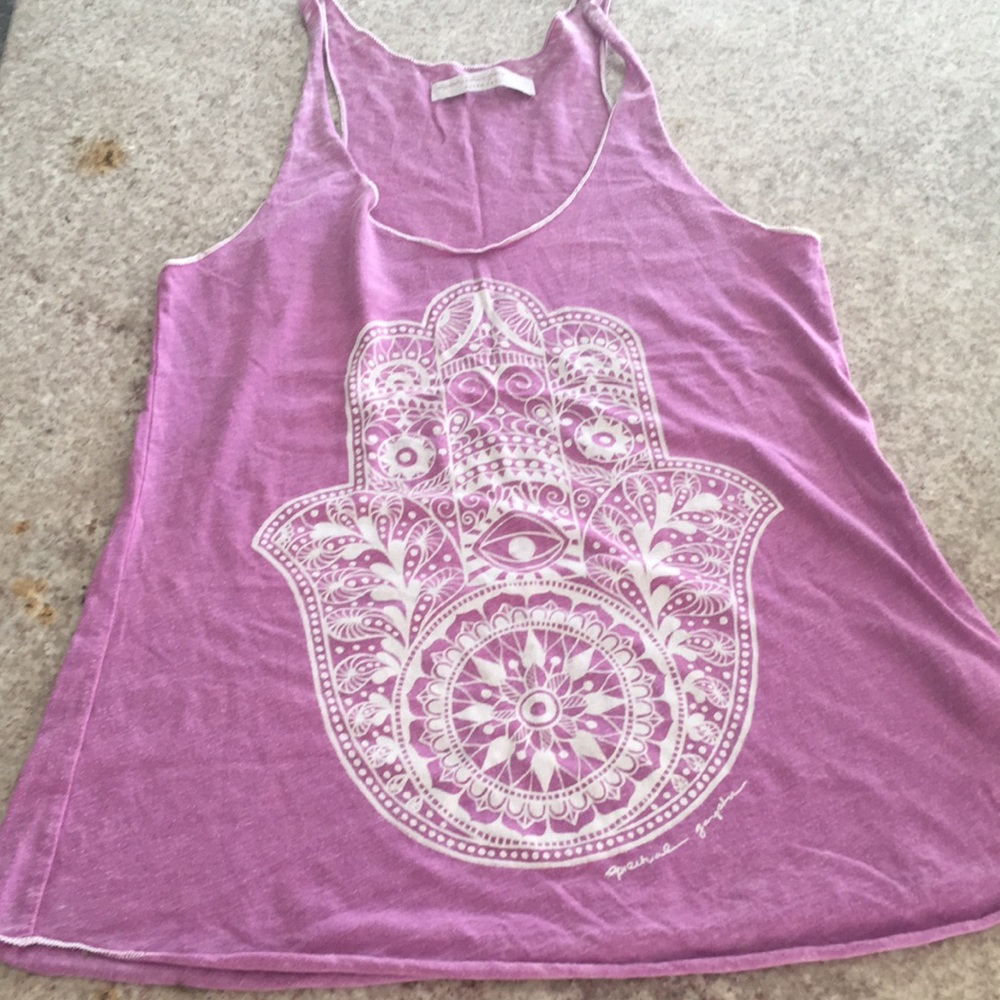Spiritual Gangster pink burnt out cotton tank hamsa hand XS